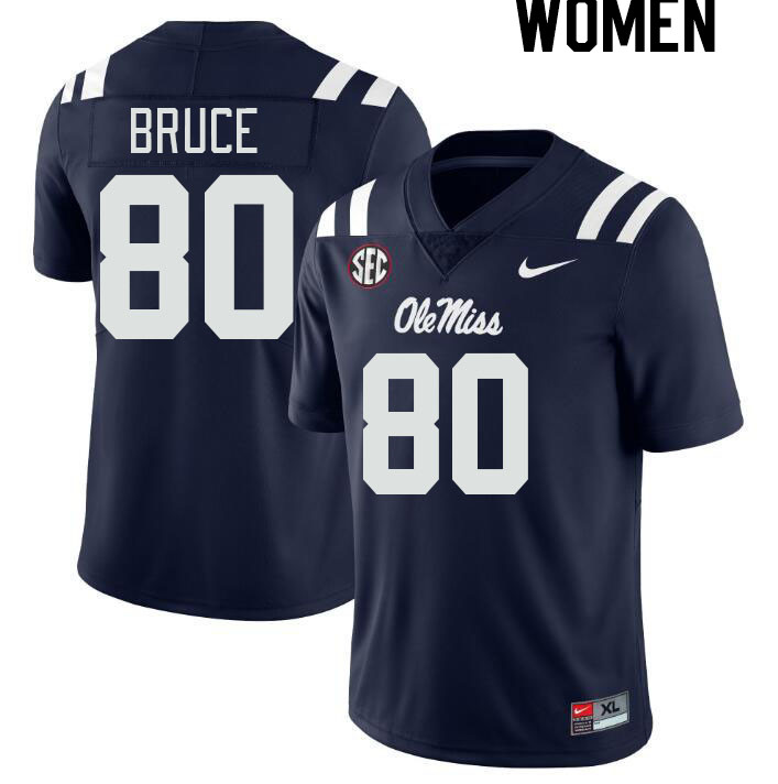 Women #80 Zamari Bruce Ole Miss Rebels College Football Jerseys Stitched-Navy